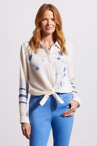 alt view 3 - PRINTED COTTON BUTTON-UP BLOUSE WITH EMBROIDERY-Frenchoak