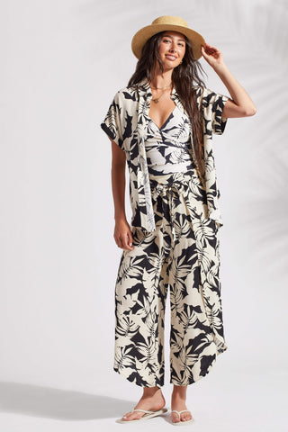alt view 1 - PRINTED FAUX WRAP COVER-UP PANTS WITH SASH-Wailea