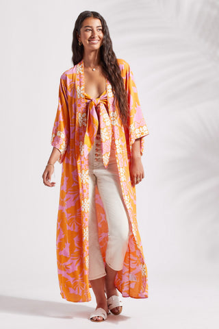 alt view 1 - PRINTED DUSTER WITH KIMONO SLEEVES-Canary