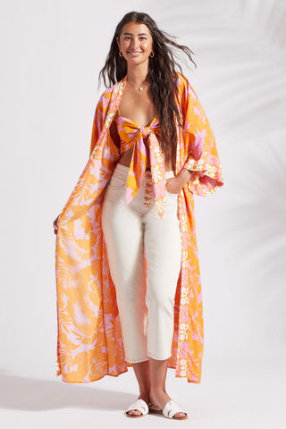 alt view 2 - PRINTED DUSTER WITH KIMONO SLEEVES-Canary