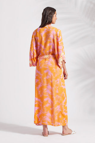 alt view 4 - PRINTED DUSTER WITH KIMONO SLEEVES-Canary