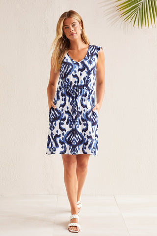 alt view 2 - PRINTED JERSEY DRESS WITH DRAWCORD WAIST-Seasapphire