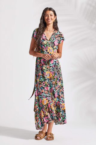alt view 2 - PRINTED MAXI DRESS WITH SHORT SLEEVES-Dominica