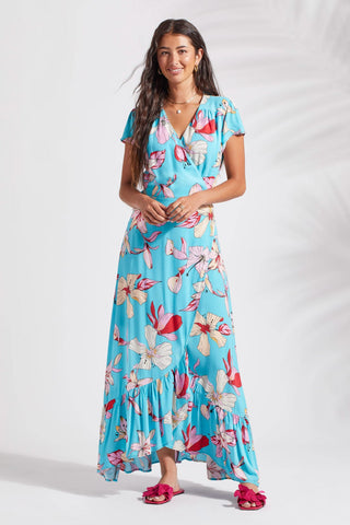 alt view 1 - PRINTED MAXI DRESS WITH SHORT SLEEVES-Honolulu