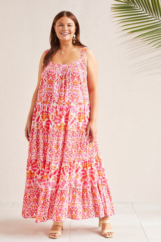 alt view 1 - PRINTED MAXI DRESS WITH SIDE SEAM POCKETS-Amberglow