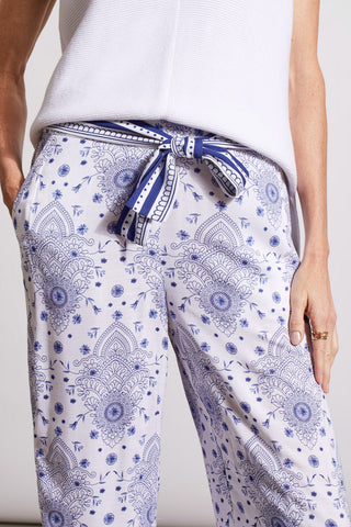 alt view 2 - PRINTED PULL-ON ANKLE PANTS WITH WAIST TIE-Blueprint