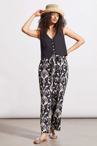alt view 1 - PRINTED PULL-ON BELTED PANTS-Frenchoak
