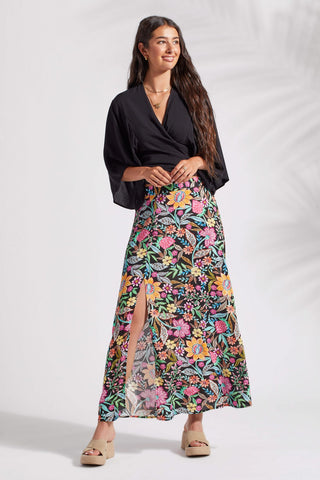 alt view 1 - PRINTED PULL-ON MAXI SKIRT WITH SLIT-Dominica