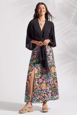 alt view 2 - PRINTED PULL-ON MAXI SKIRT WITH SLIT-Dominica