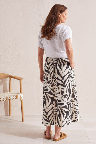 alt view 4 - PRINTED PULL-ON SKIRT WITH FABRIC TIES-Frenchoak