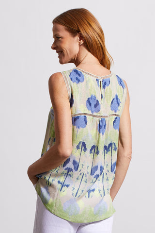 alt view 4 - PRINTED SLEEVELESS BLOUSE WITH LADDER TAPE DETAILS-Wildlime
