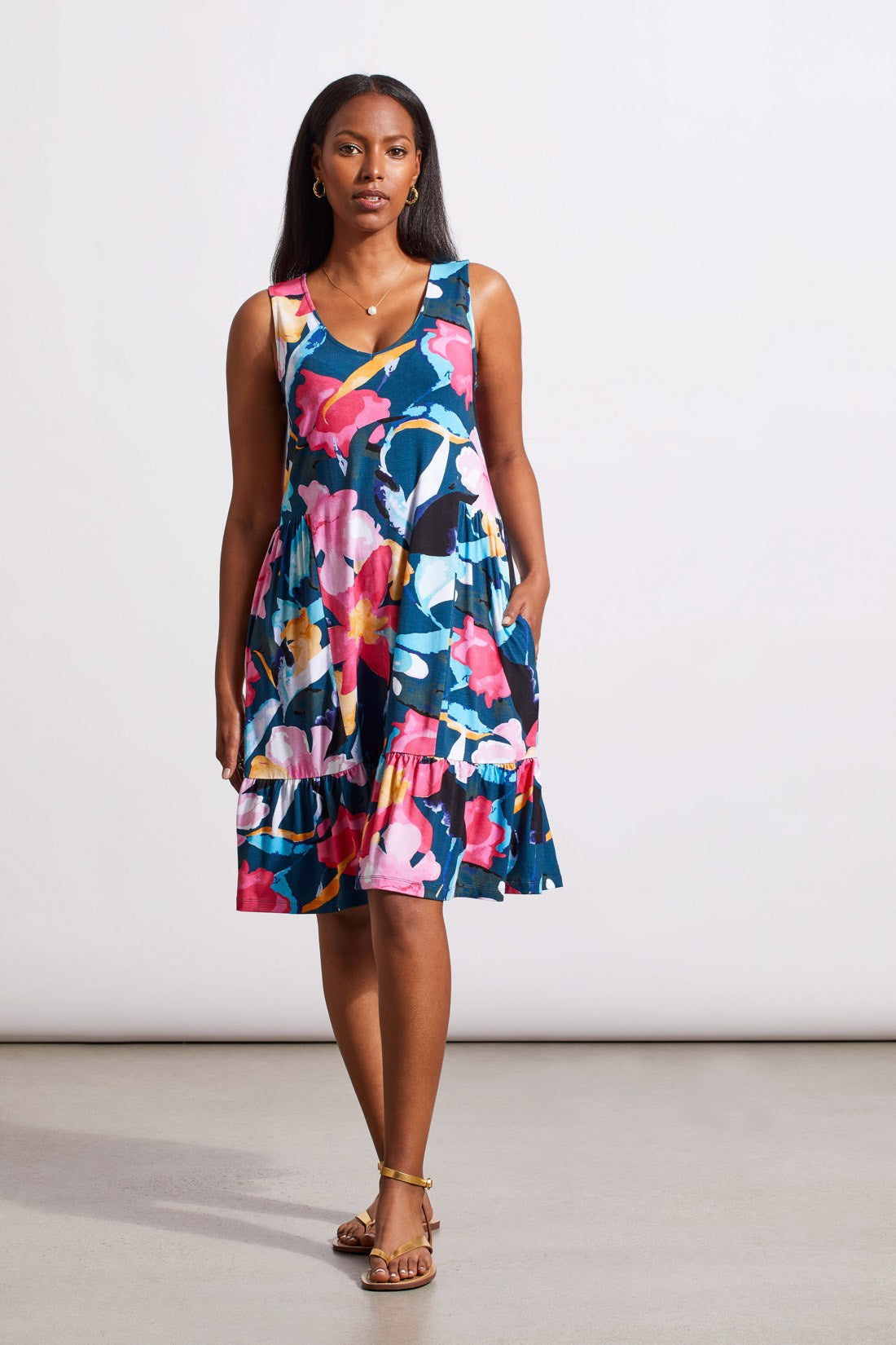 PRINTED SLEEVELESS DRESS-Lagoonmist