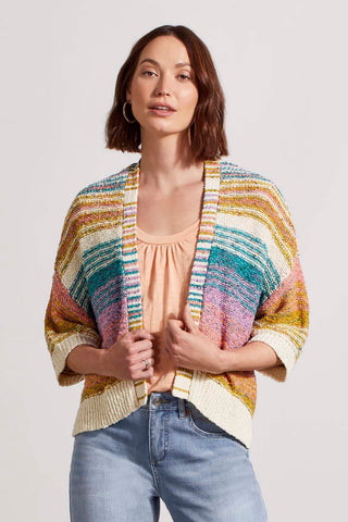 alt view 1 - PRINTED SWEATER CARDIGAN WITH ELBOW SLEEVES-Lagoonmist