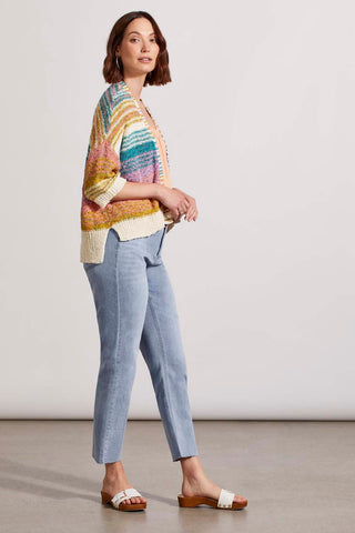 alt view 3 - PRINTED SWEATER CARDIGAN WITH ELBOW SLEEVES-Lagoonmist