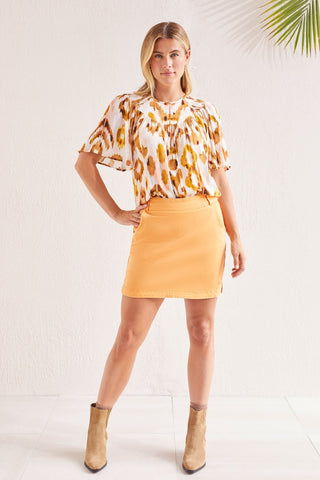 alt view 1 - PULL-ON SKORT WITH ROUNDED SIDE SLITS-Apricottan