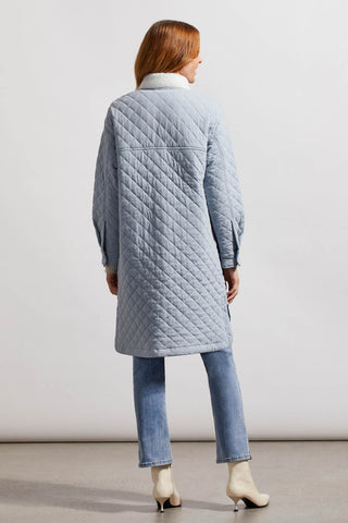 QUILTED COTTON COAT-Celestial blue