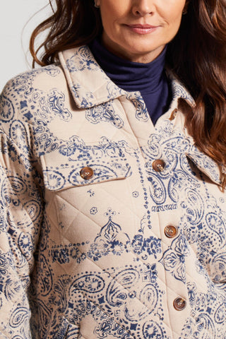 QUILTED PAISLEY SHACKET-Blue sky