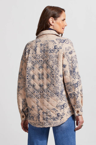 QUILTED PAISLEY SHACKET-Blue sky