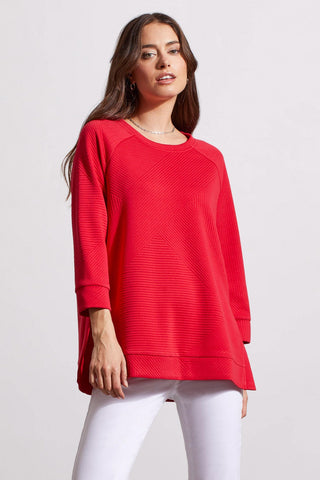 alt view 1 - QUILTED RAGLAN TOP-Poppy red