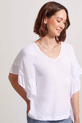 alt view 2 - RAGLAN TOP WITH DOUBLE FRILL-White