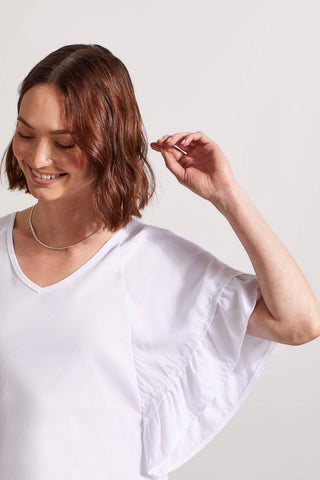 alt view 3 - RAGLAN TOP WITH DOUBLE FRILL-White