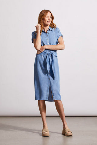 alt view 1 - SHIRT DRESS WITH SHORT SLEEVES-Tideblue