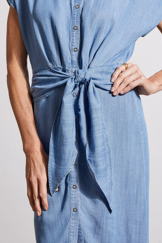 alt view 2 - SHIRT DRESS WITH SHORT SLEEVES-Tideblue