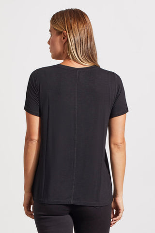 alt view 4 - SHORT SLEEVE TOP WITH SPECIAL STITCHING-Black