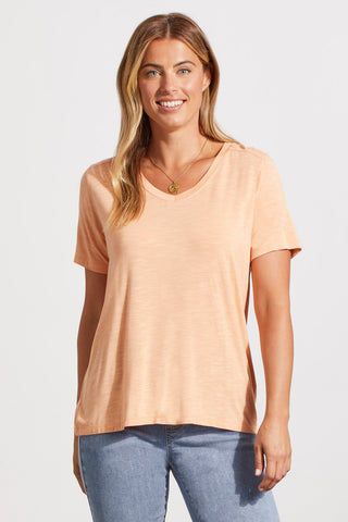 alt view 1 - SHORT SLEEVE TOP WITH SPECIAL STITCHING-Peach sun