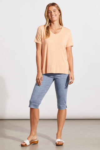 alt view 2 - SHORT SLEEVE TOP WITH SPECIAL STITCHING-Peach sun