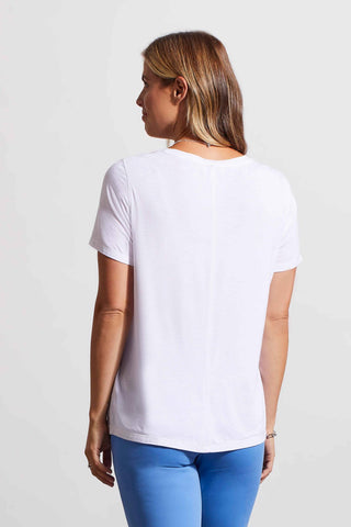 alt view 4 - SHORT SLEEVE TOP WITH SPECIAL STITCHING-White