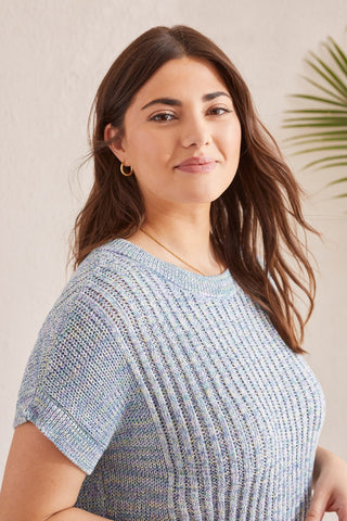 alt view 3 - SLEEVELESS BOATNECK SWEATER WITH RIBBED DETAILS-Sea sapphire multi