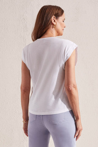 alt view 4 - SLEEVELESS V-NECK TOP WITH RUCHING-White
