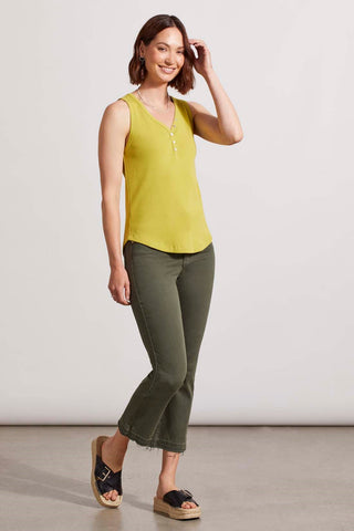 alt view 2 - SOLID COTTON HENLEY TANK TOP-Pear
