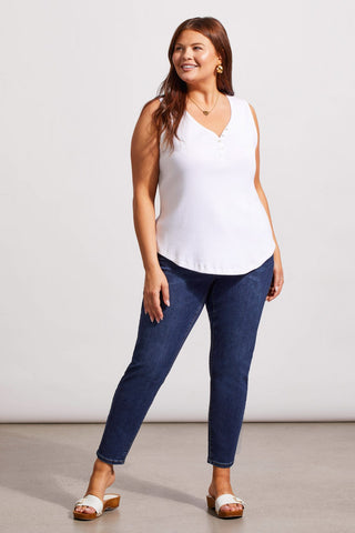 alt view 3 - SOLID COTTON HENLEY TANK TOP-White
