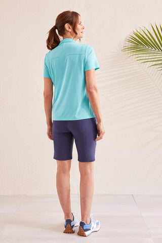 alt view 4 - SHADOW STRIPE POLO TOP WITH SHORT SLEEVES-Laguna