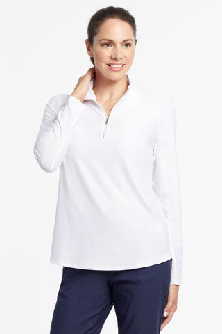 UPF 50+ PROTECTION PERFORMANCE MOCK NECK TOP-White