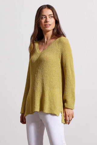 alt view 1 - V-NECK RAGLAN SWEATER WITH BELL SLEEVE-Pear