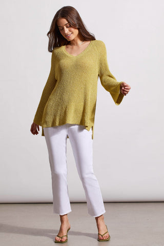 alt view 2 - V-NECK RAGLAN SWEATER WITH BELL SLEEVE-Pear