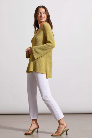 alt view 3 - V-NECK RAGLAN SWEATER WITH BELL SLEEVE-Pear