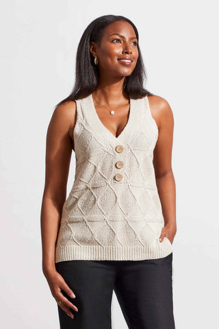 alt view 1 - V-NECK SWEATER VEST WITH BUTTONS-Frenchoak