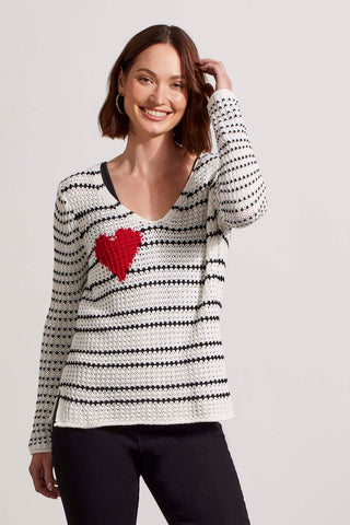 alt view 1 - V-NECK SWEATER WITH COMBO YARN-White multi