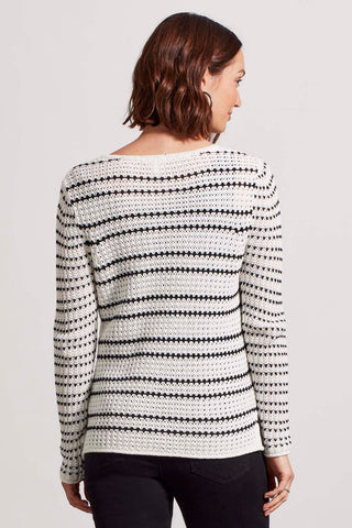 alt view 3 - V-NECK SWEATER WITH COMBO YARN-White multi